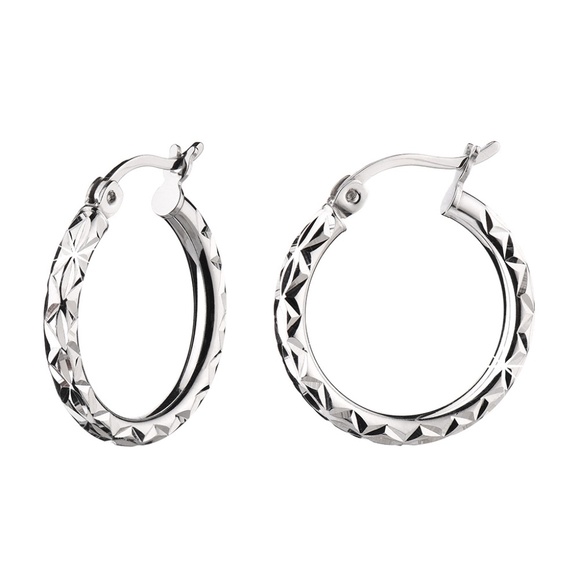 Set of 2 Sterling Silver Small Hoop Earrings - Picture 5 of 8